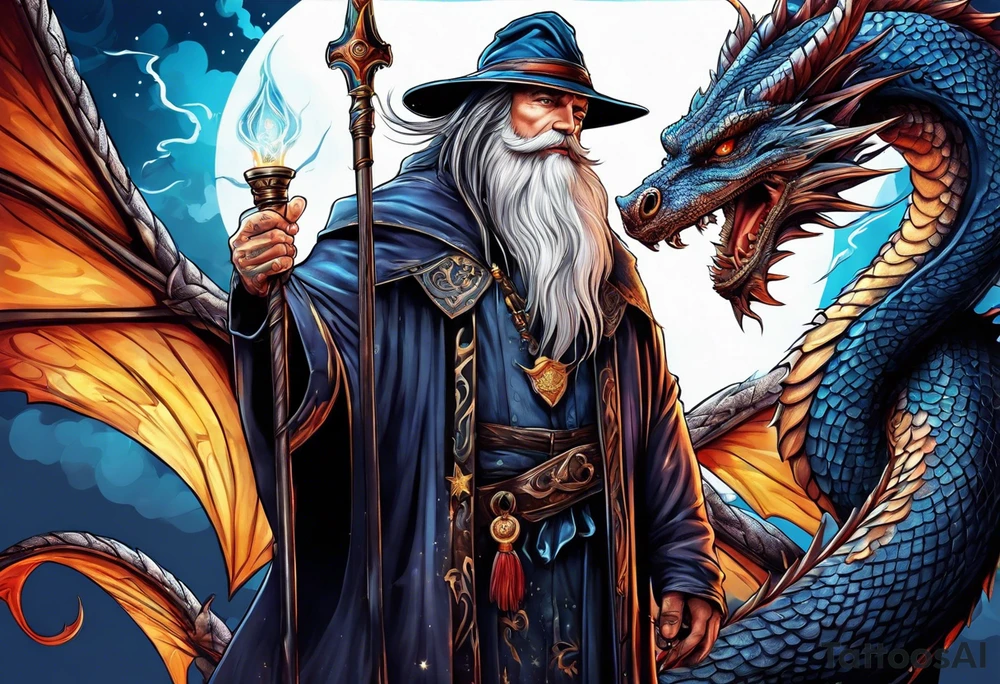 Wizard with dragon tattoo idea
