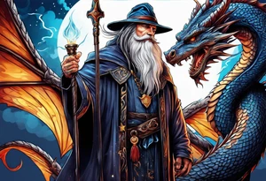 Wizard with dragon tattoo idea