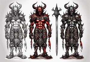 Demon in tiered plate armor tattoo idea