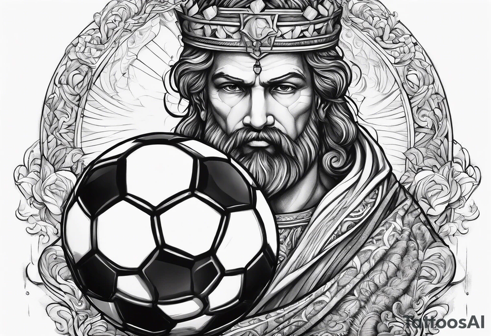 God with soccer and lighting with an ocean tattoo idea