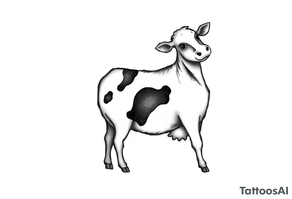 small black and white patched cow tattoo idea