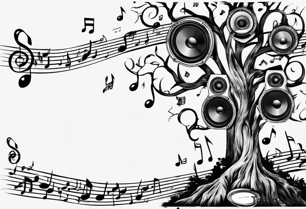 music speaker note tree stave notes tattoo idea