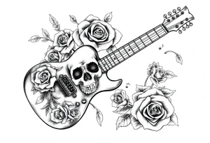 Electric guitar with lots skulls and roses tattoo idea