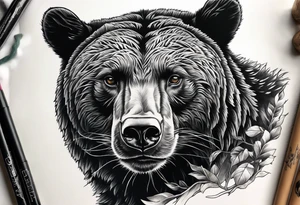 Pine forest black bear snd puma tattoo idea