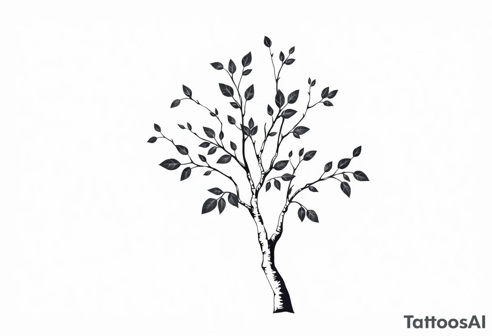 birch tree with dark coloured leaves tattoo idea