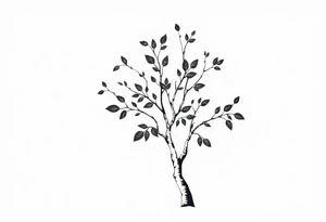 birch tree with dark coloured leaves tattoo idea