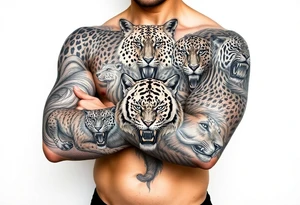 creative mix of different exotic animals tattoo idea