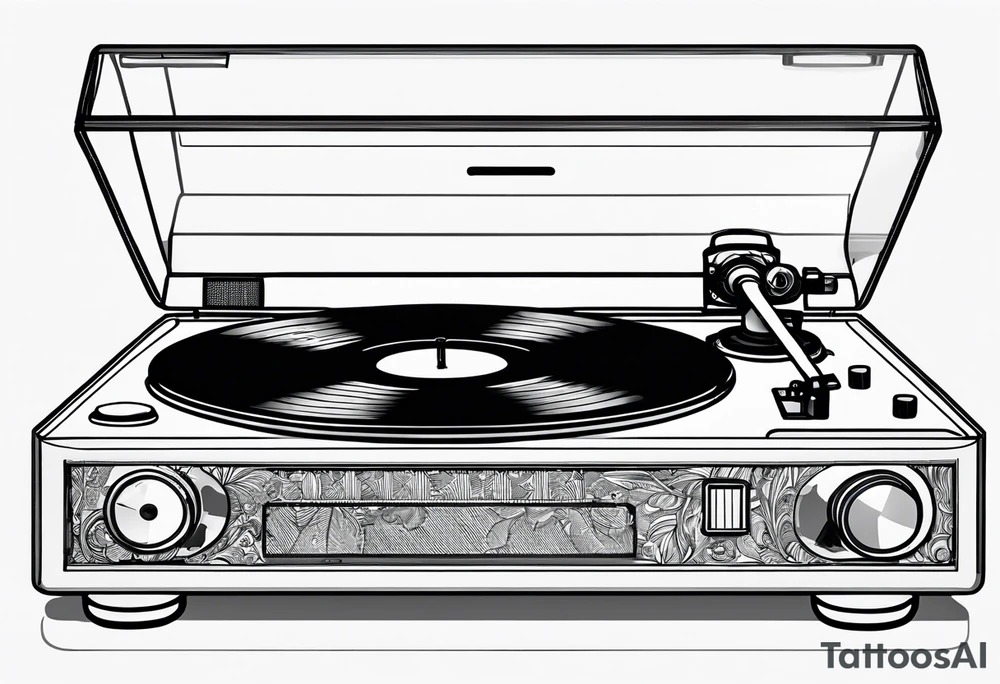 Recordplayer minimalistic in 2D tattoo idea