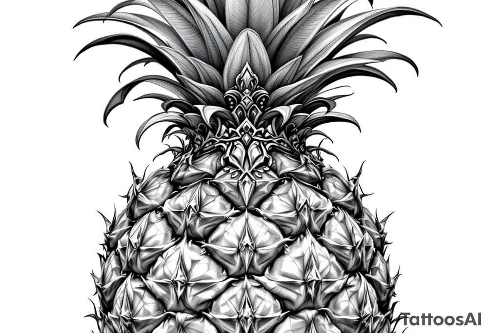 Majestic pineapple, crown, diamonds, vagina, anus tattoo idea