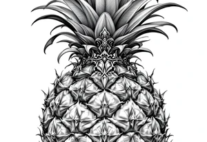 Majestic pineapple, crown, diamonds, vagina, anus tattoo idea