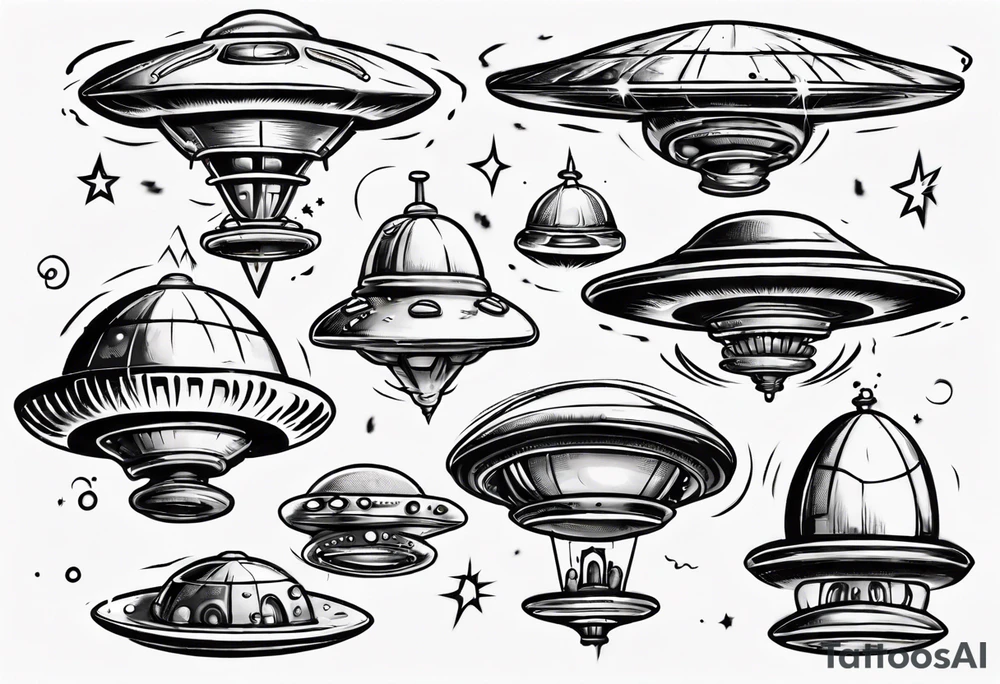 Cartoon blacklist flying saucer tattoo idea