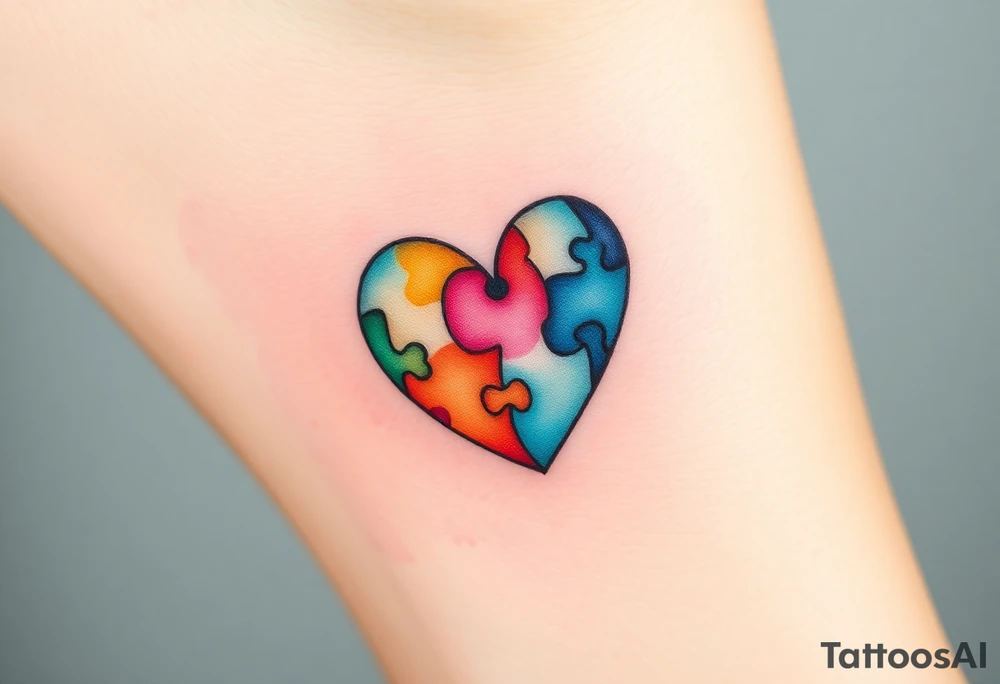 autism heart puzzle shape symbol tattoo idea