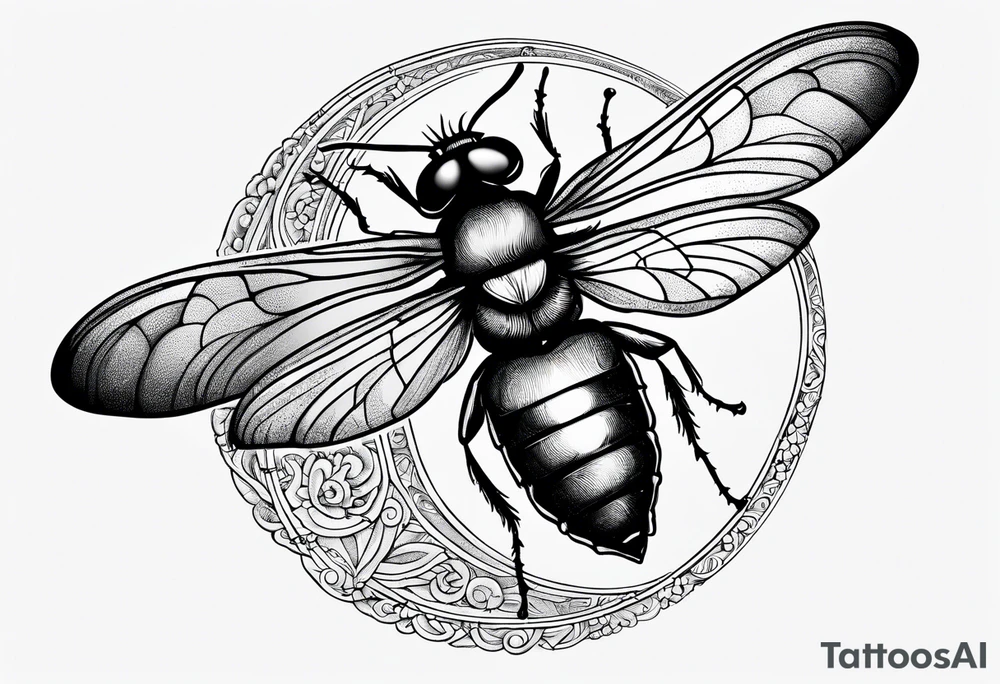 A fly top view and a crescent moon tattoo idea