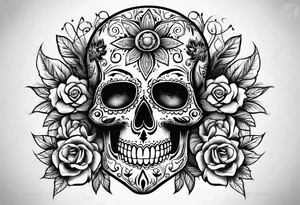 Day of dead skull with no flowers tattoo idea