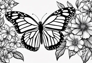 monarch butterfly representing grandparents tying in elements of flowers and leaves tie in Hispanic culture into the design tattoo idea