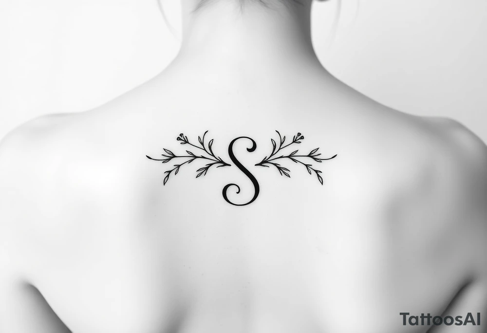 Lorbeerkranz mit Buchstabe S tattoo idea