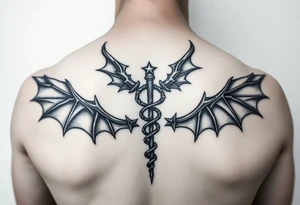 Gothic emo thorns Caduceus tattoo but keep it simple make demon wings tattoo idea
