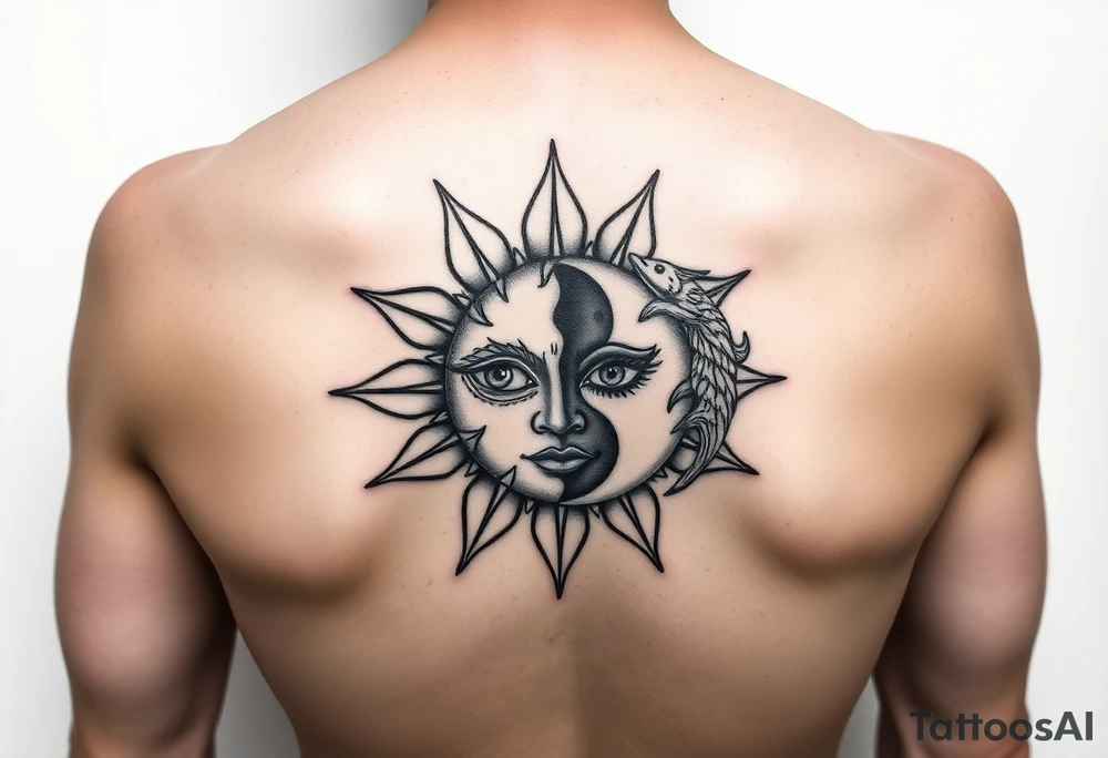 sunface (sunsign in aquarius) moonface (moonsign in pisces) tattoo idea