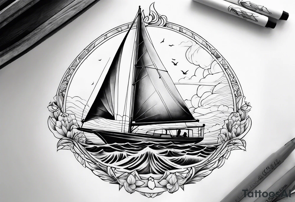 Cal 40 sailboat tattoo idea