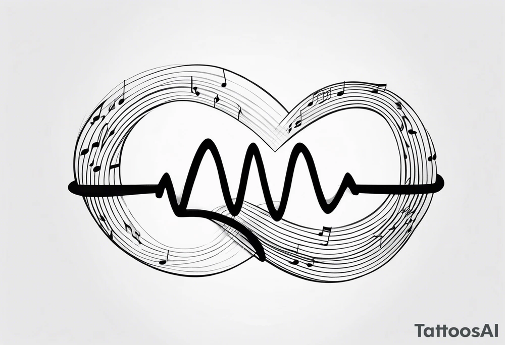 Music heartbeat love infinity tattoo idea