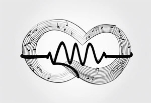 Music heartbeat love infinity tattoo idea