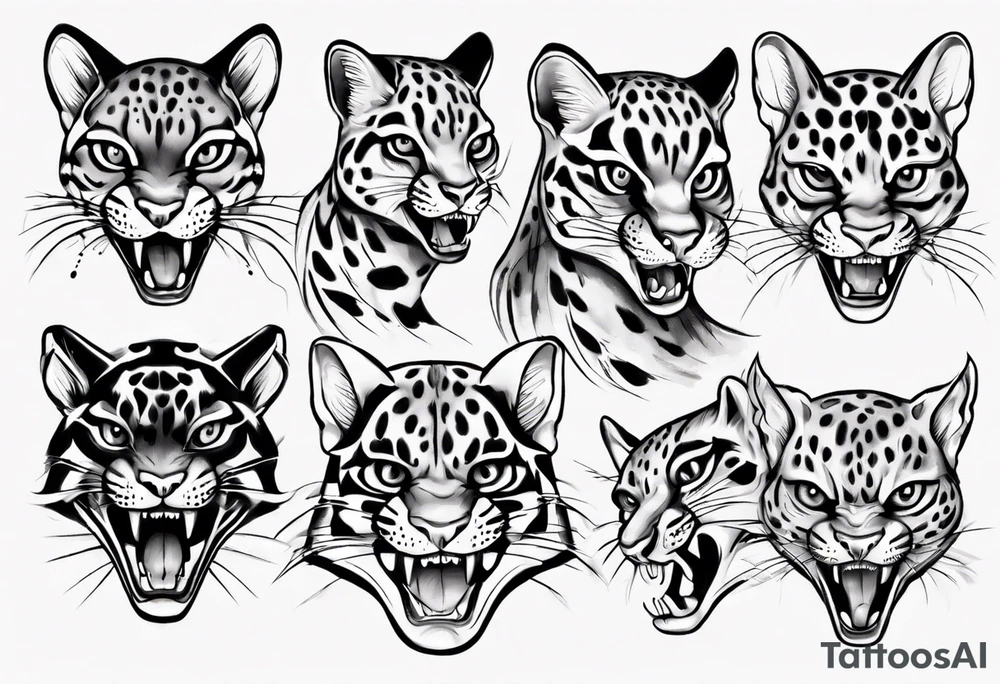robitic ocelot roar tattoo idea