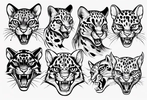 robitic ocelot roar tattoo idea