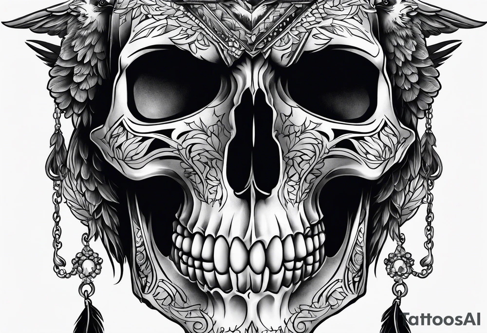 Raven skull tattoo idea