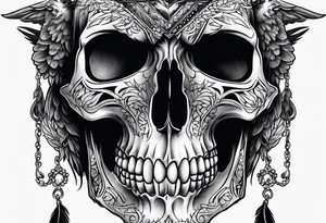 Raven skull tattoo idea