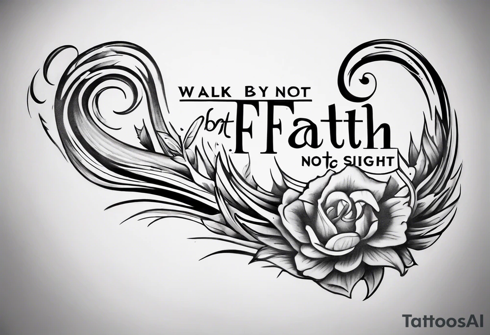 Horizontal inner bicep tattoo. “walk by faith, not by sight” modern tattoo tattoo idea