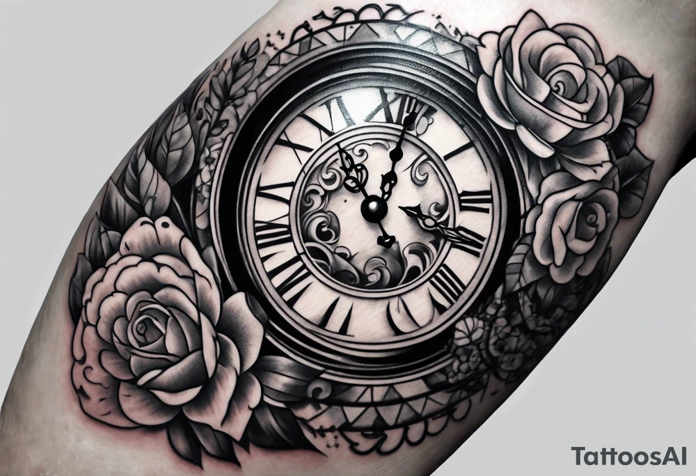 hand holding a clock tattoo idea