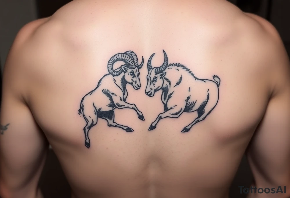 ram and a bull fighting tattoo idea