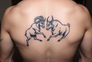 ram and a bull fighting tattoo idea