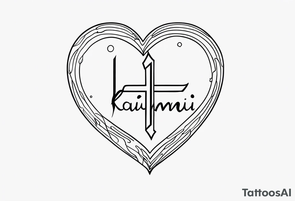 Small tattoo with the name: kaimani with a heart tattoo idea