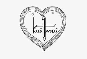 Small tattoo with the name: kaimani with a heart tattoo idea