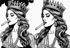 queen of england smoking cigarette tattoo idea