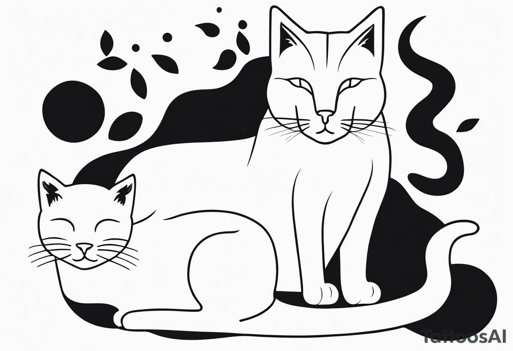 Cats oneline tattoo idea