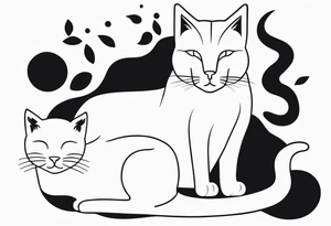Cats oneline tattoo idea