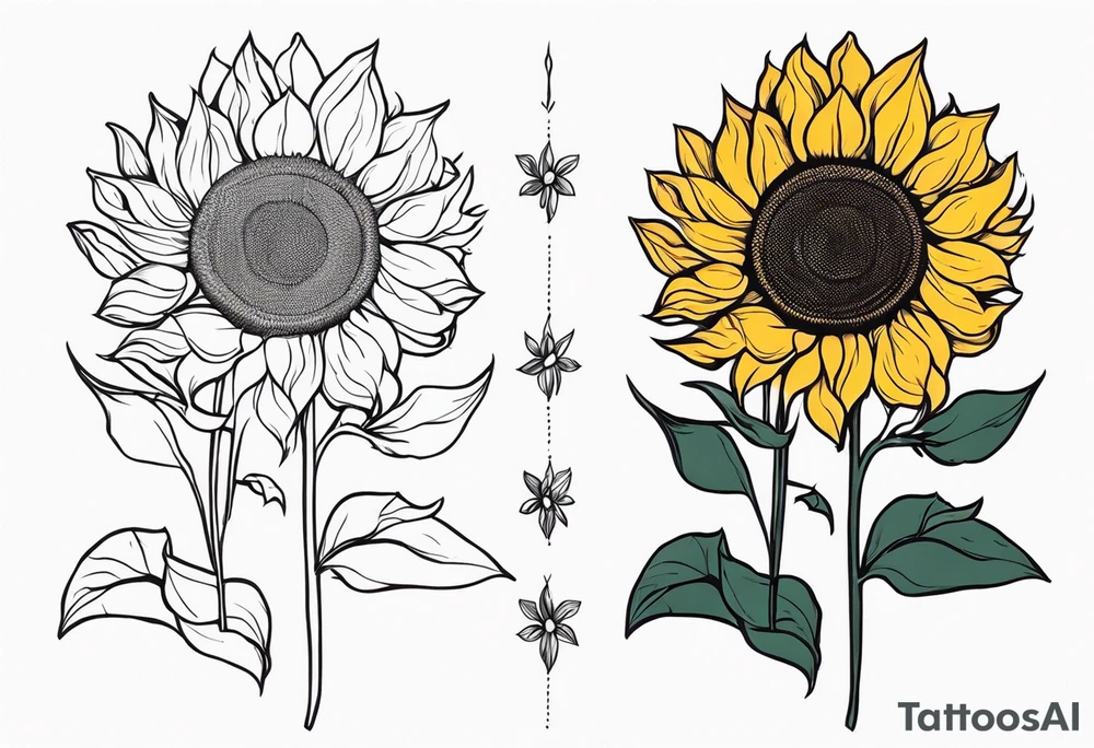 Sunflower viking sleeve tattoo idea