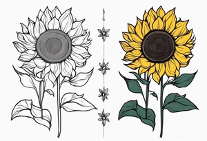 Sunflower viking sleeve tattoo idea