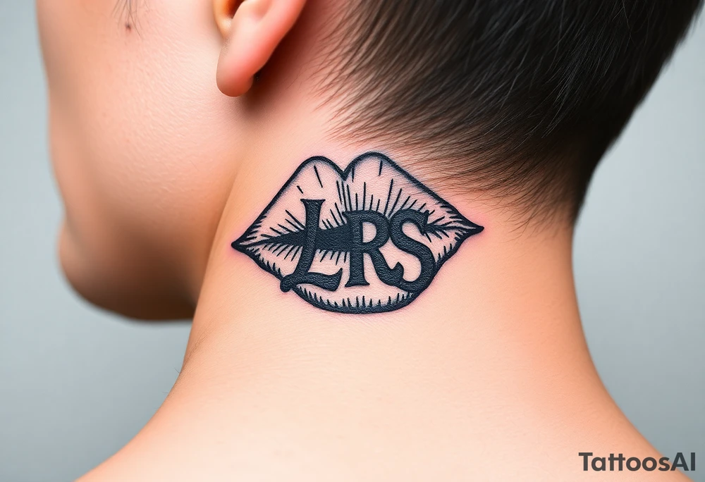 Kiss mark with the initials lrs tattoo idea