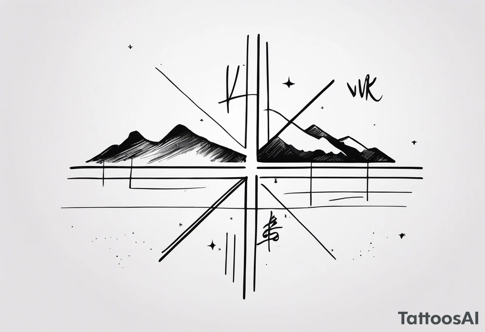 handwritten coordinates 43.4544354 and -73.6893921 using N and W tattoo idea