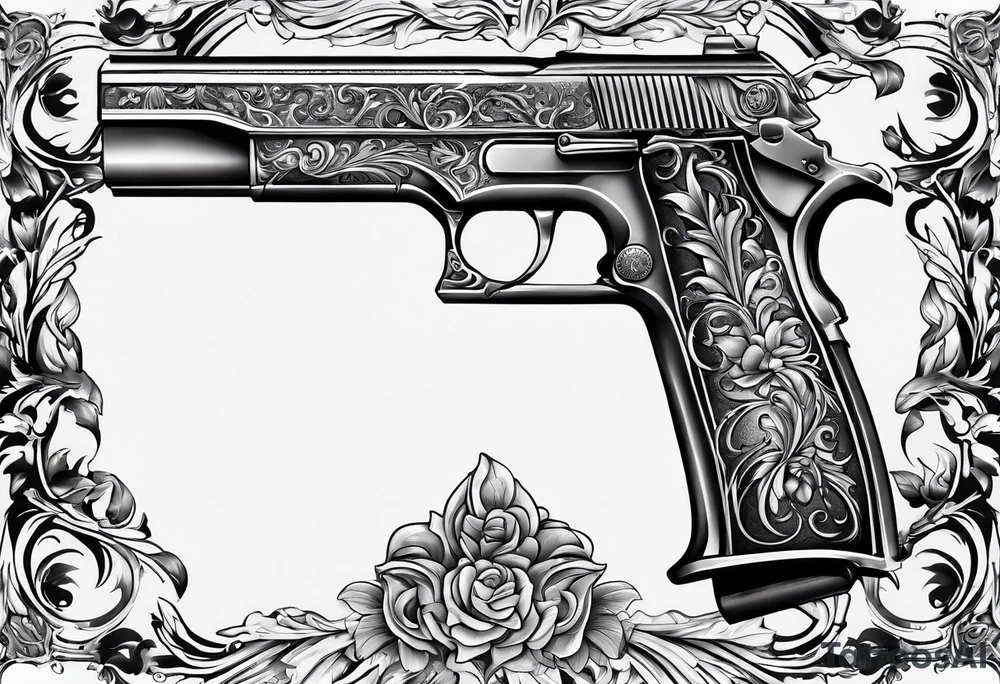 blade and pistol without any people tattoo idea
