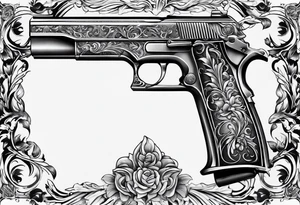 blade and pistol without any people tattoo idea