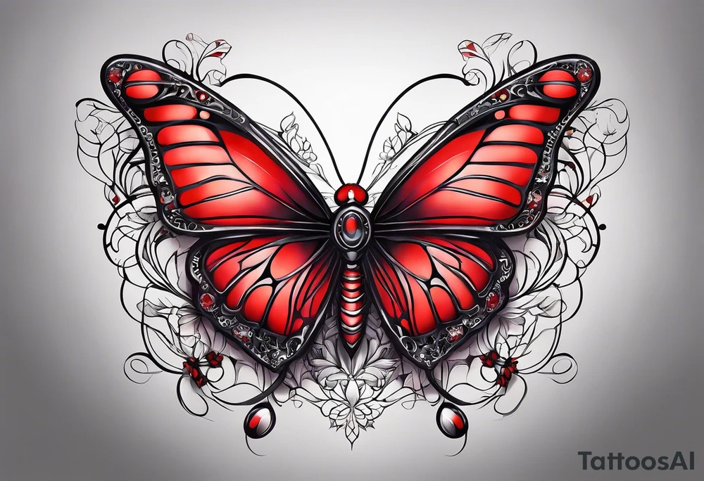 red butterfly spider dreamy tattoo idea