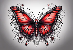 red butterfly spider dreamy tattoo idea