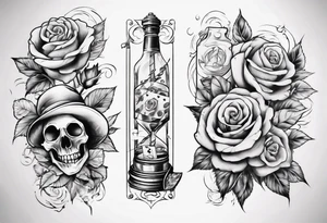 Half-sleeve with roses, beach theme and gambling tattoo idea