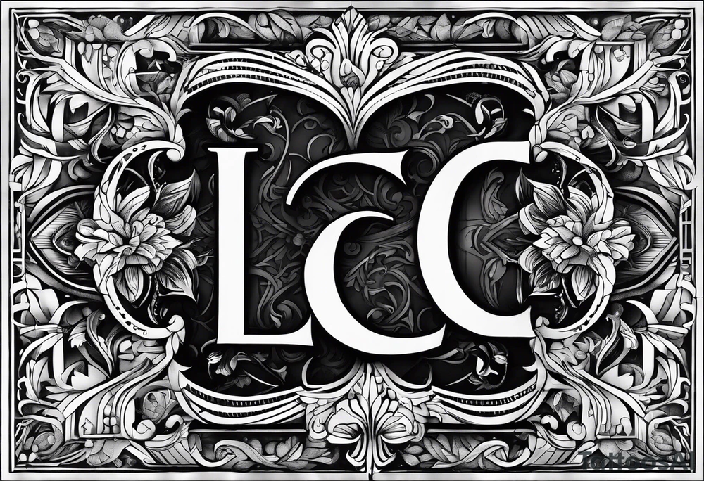 small fine line art with the letters L and C without brackground. focus is on the letters tattoo idea