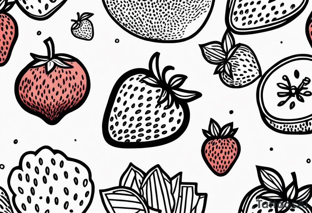 Woodcut drawing Strawberry tattoo idea