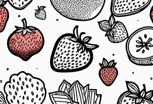 Woodcut drawing Strawberry tattoo idea